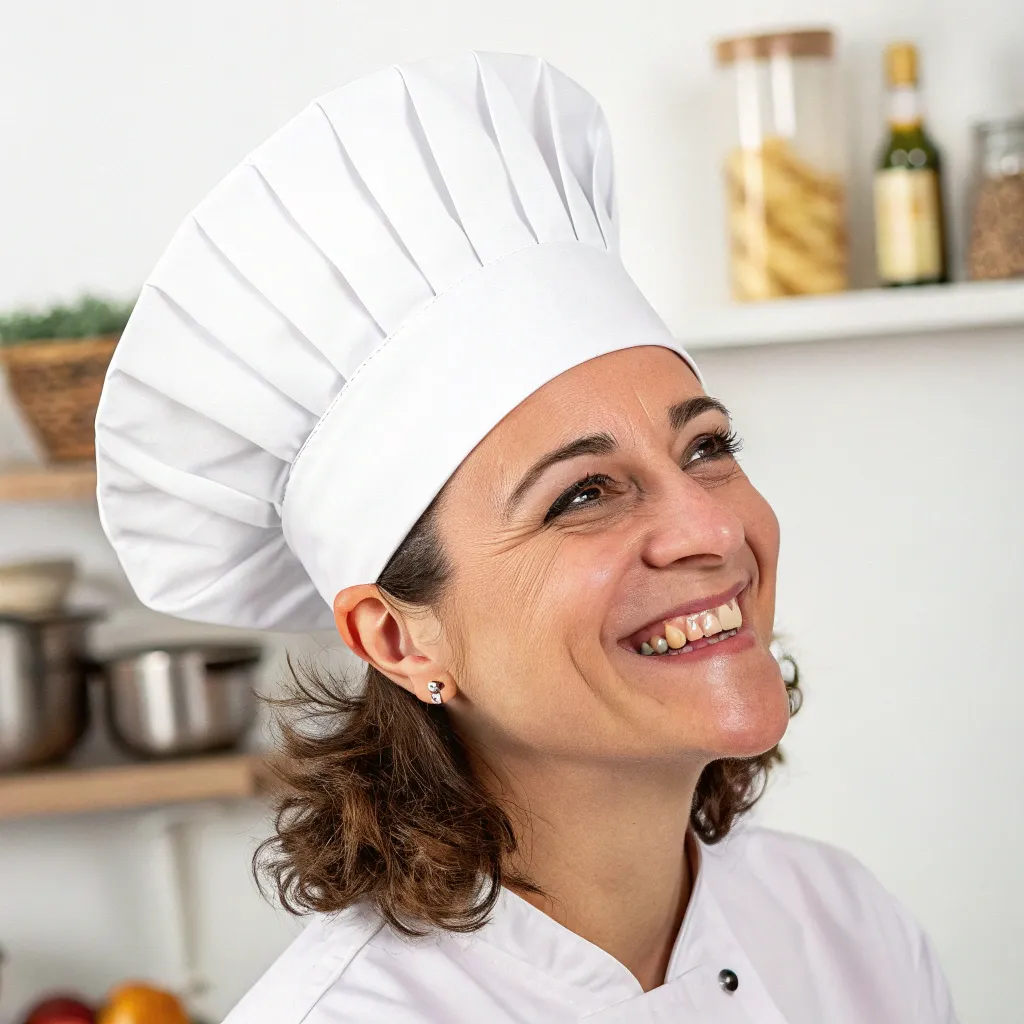 Smiling woman with chef hat